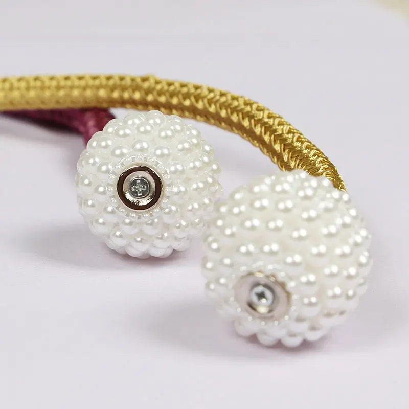 2Pcs Magnetic Pearl Ball Curtain Buckles Curtain Tiebacks Backs Holdbacks Buckle Clips Curtain Rods Home Decorative Accessories
