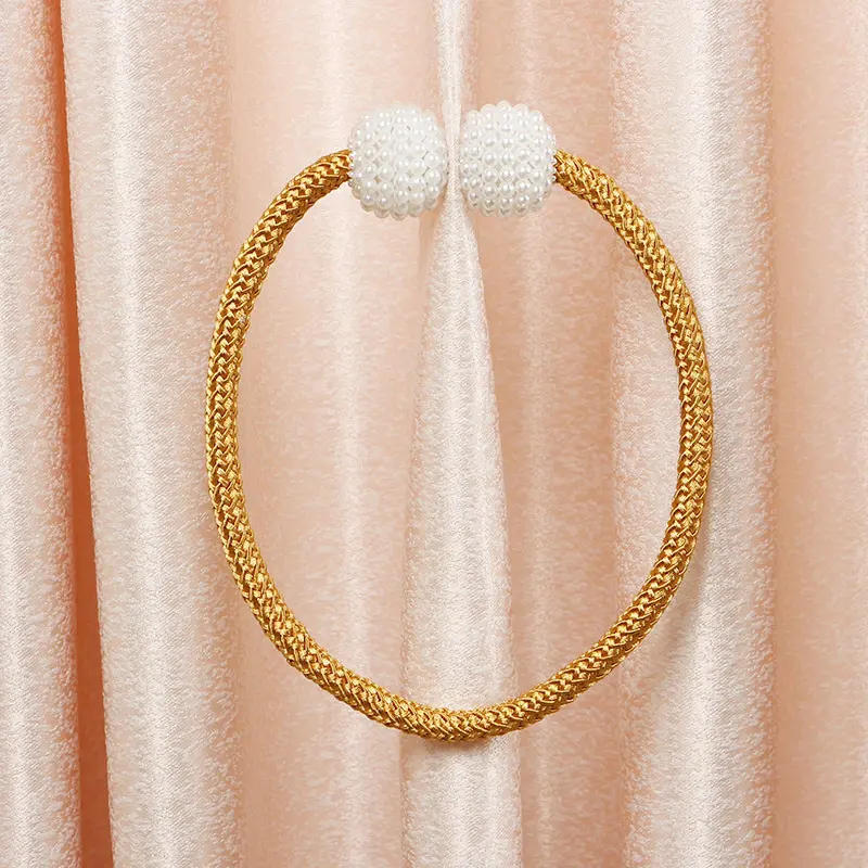 2Pcs Magnetic Pearl Ball Curtain Buckles Curtain Tiebacks Backs Holdbacks Buckle Clips Curtain Rods Home Decorative Accessories