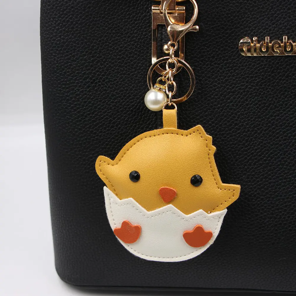 Creative Hatching Chick Pendant, PU Leather Keychain, Bag Charm, Accessory, Wallet Bird Ornament