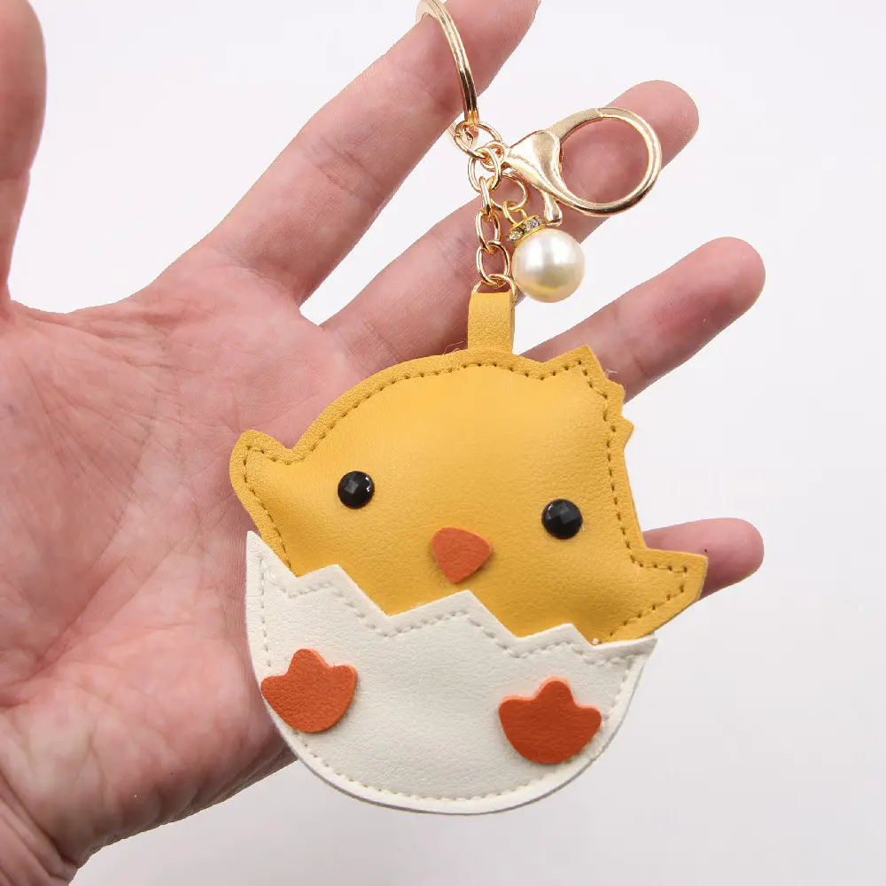 Creative Hatching Chick Pendant, PU Leather Keychain, Bag Charm, Accessory, Wallet Bird Ornament