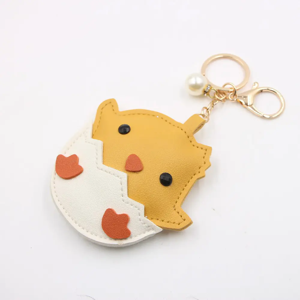 Creative Hatching Chick Pendant, PU Leather Keychain, Bag Charm, Accessory, Wallet Bird Ornament