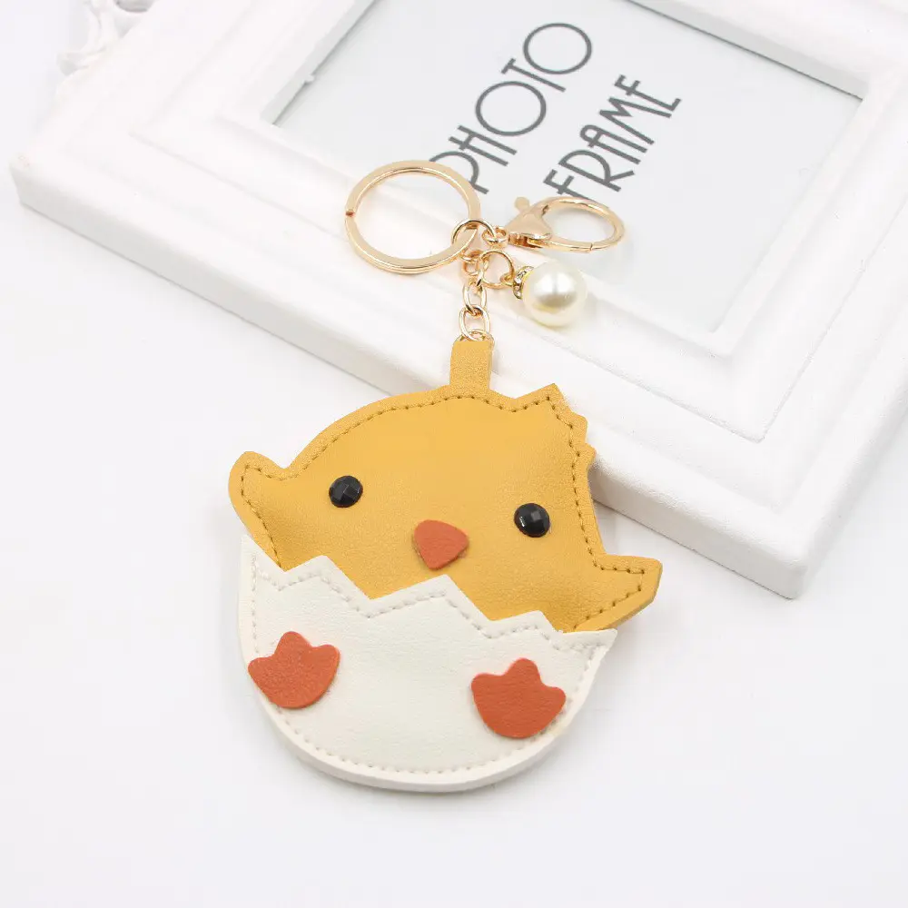 Creative Hatching Chick Pendant, PU Leather Keychain, Bag Charm, Accessory, Wallet Bird Ornament