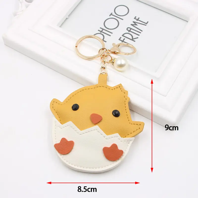 Creative Hatching Chick Pendant, PU Leather Keychain, Bag Charm, Accessory, Wallet Bird Ornament