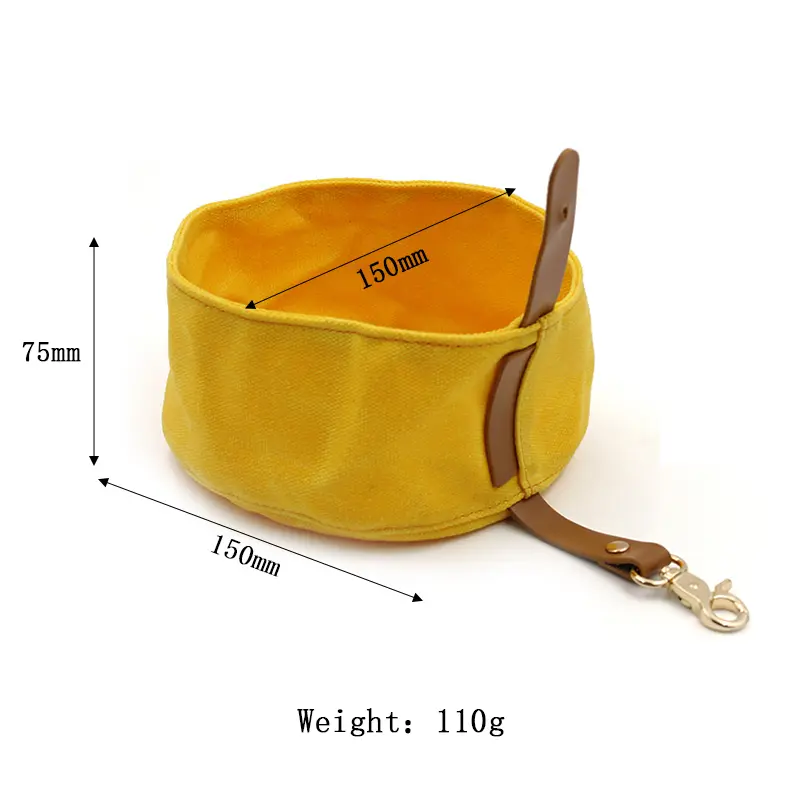 Canvas Dog Bowl, Travel Dog Food & Water Bowl, Pet Dish, Waxed Canvas, Handmade