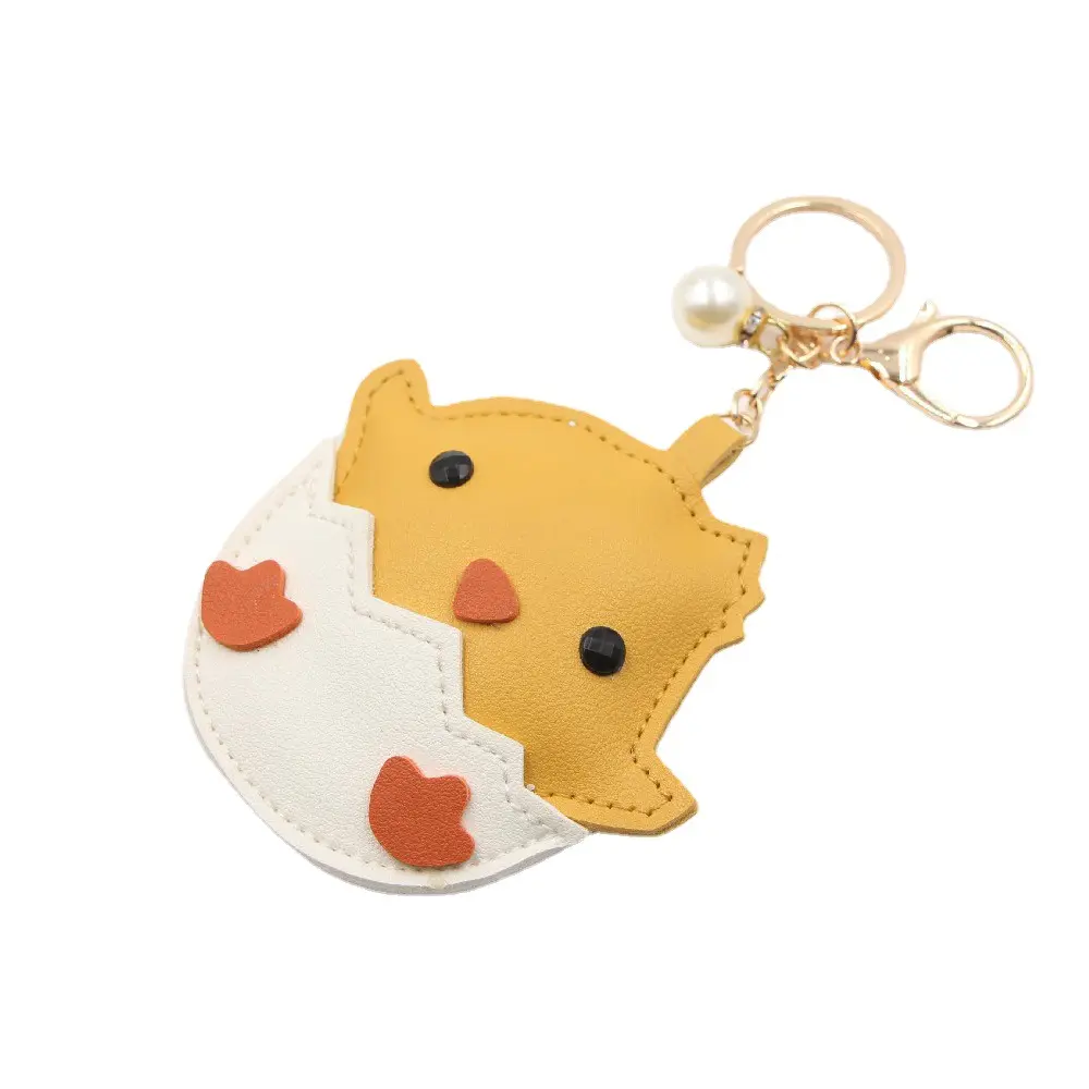 Creative Hatching Chick Pendant, PU Leather Keychain, Bag Charm, Accessory, Wallet Bird Ornament