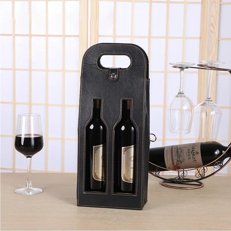 Red Wine Gift Box Double Wine Packaging Open Window Skeleton Wine Tote Wine Bags Wine Bags Party Wine Gift Bags