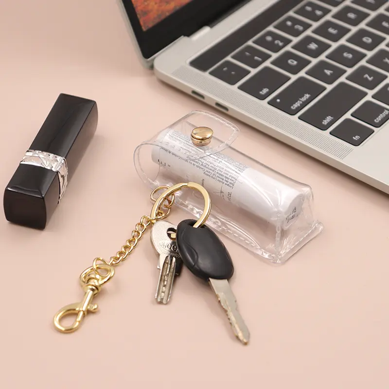 Fashion Lipstick Keychain Holder Lipstick Case Holder Lip Balm Holder with Key Chain, Portable, Gift for Women Girls