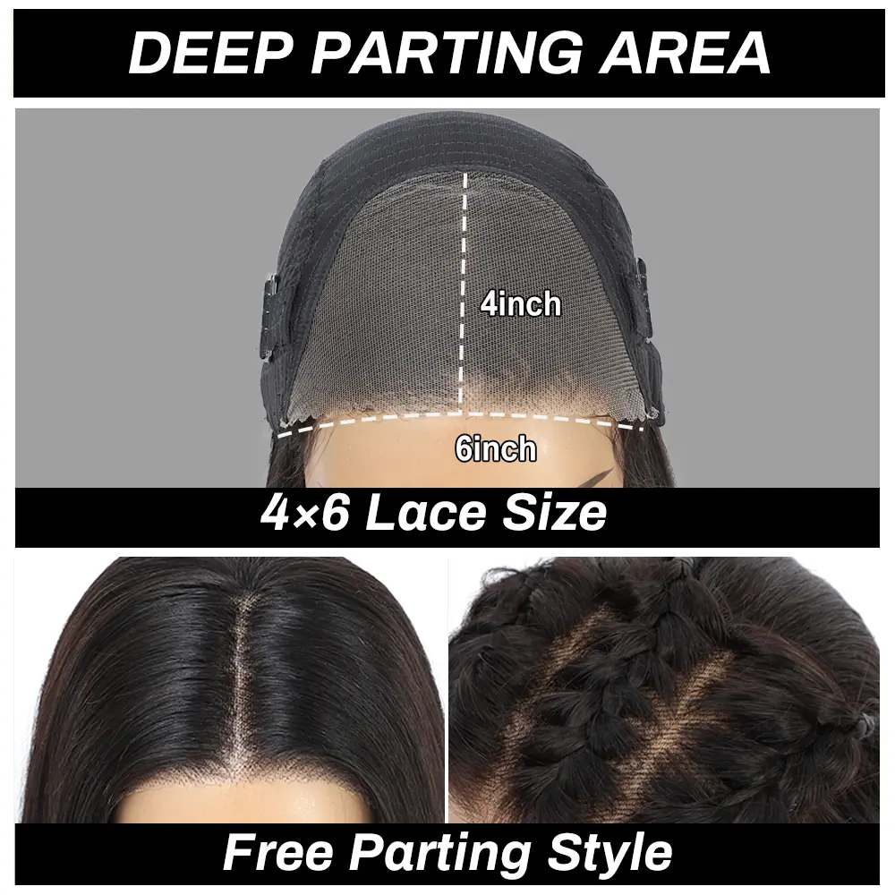 4X6 Bob Wig Human Hair Glueless Wigs Human Hair Pre Plucked Pre Cut HD Lace Front Glueless Wigs Human Hair 200% Density Wigs