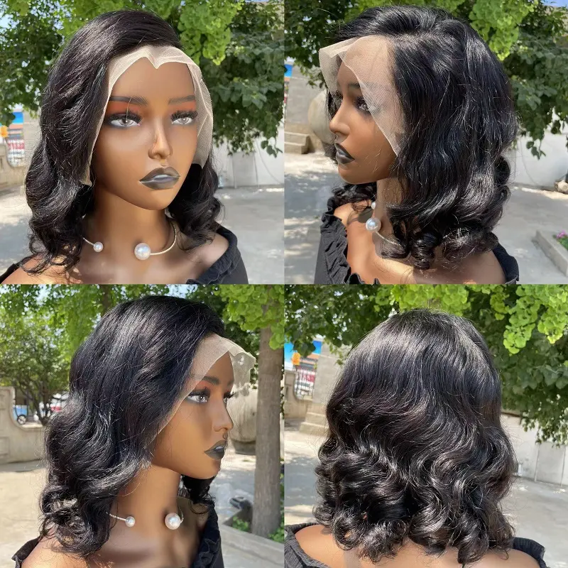 Body Wave Bob Wig Human Hair 13x4 Lace Front Human Hair Wigs Transparent Lace 180% Density Short Bob Wig Loose Deep Lace Frontal
