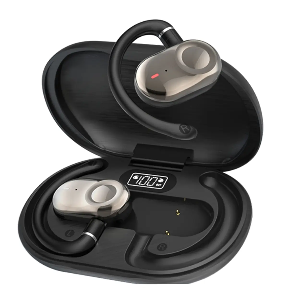 New JM18 Ear-Hook Translation Earphones,Open-Type Bluetooth 5.4 Earphones Rotating Sports Open-Type Ear-Hook Black
