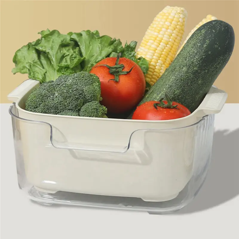HGHO Fruit Strainer,Vegetable Washing Basket,2 Set Fruit Washing Bowl 4 In 1 Double-Layer Drain Basin And Basket For Fruits Dura