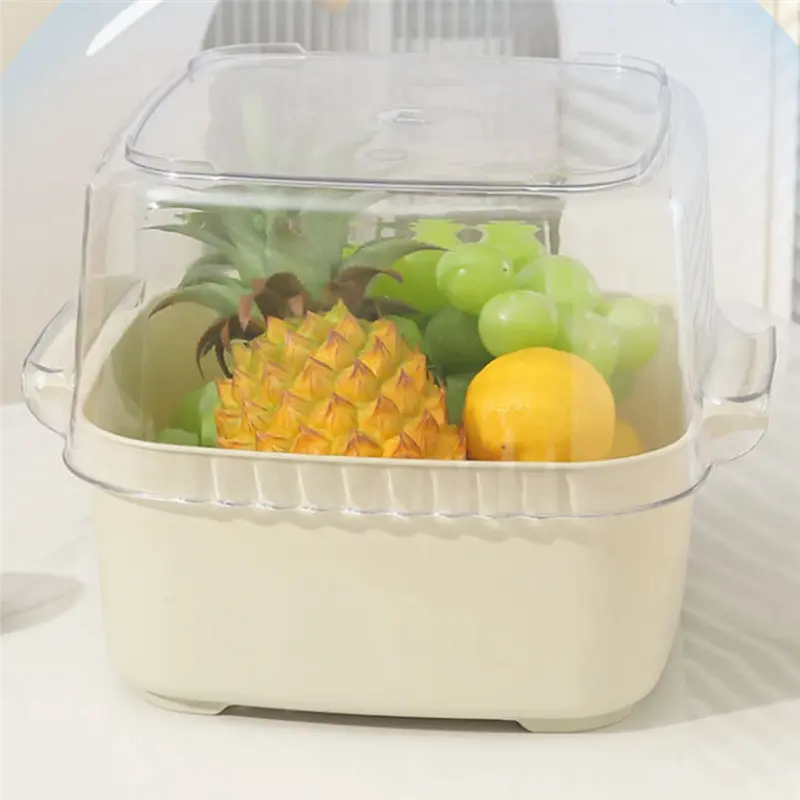HGHO Fruit Strainer,Vegetable Washing Basket,2 Set Fruit Washing Bowl 4 In 1 Double-Layer Drain Basin And Basket For Fruits Dura