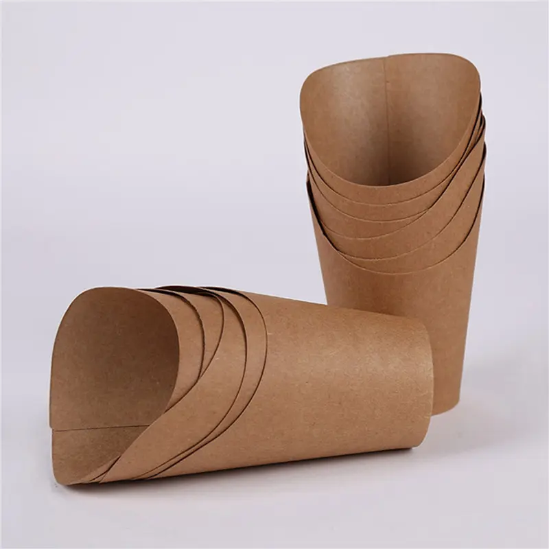 HGHO 600Pcs Disposal Take-Out Baking Cakes Egg Puff French Fries Chips Snacks Kraft Paper Cups Holder, 300Ml (Brown)