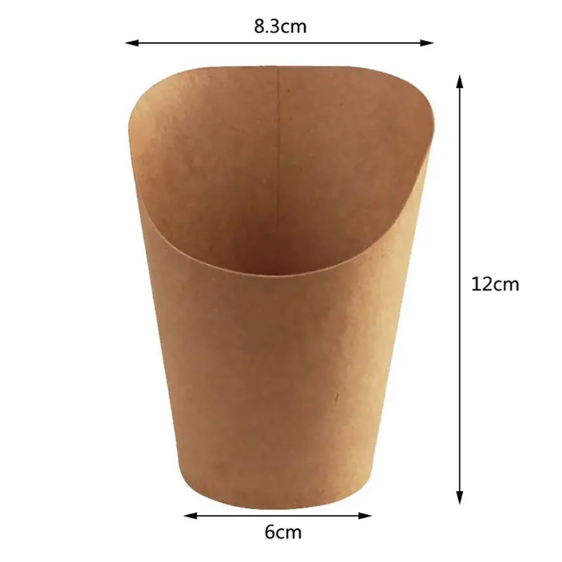 HGHO 600Pcs Disposal Take-Out Baking Cakes Egg Puff French Fries Chips Snacks Kraft Paper Cups Holder, 300Ml (Brown)