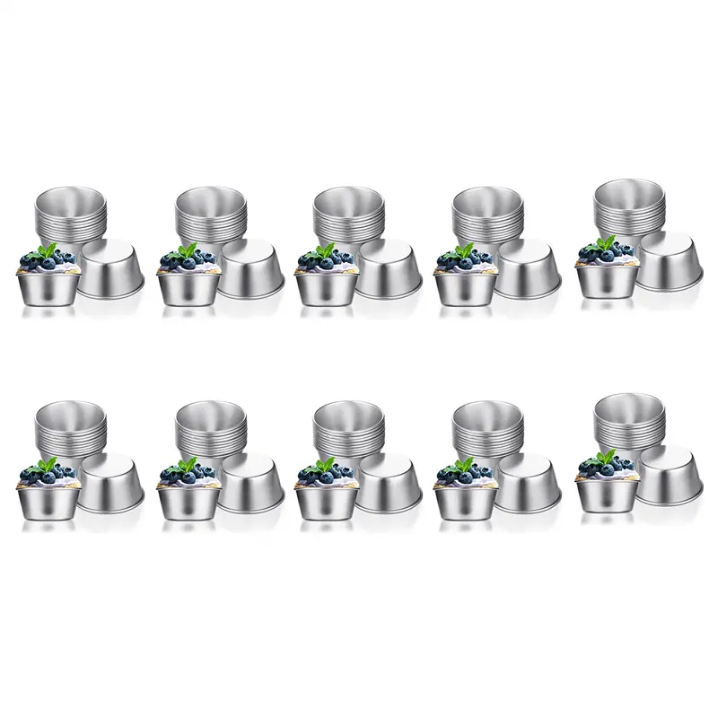 HGHO 120 Pieces Individual Molds Pudding Molds Cups Mini Chocolate Molten Pans Non-Stick Cupcake Cake Cookie Pudding Mold
