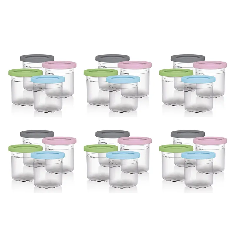 HGHO 24X Ice Cream Pints Cup,With Lids For Ninja Creami Pints NC301 NC300 NC299AMZ Series Ice Cream Maker