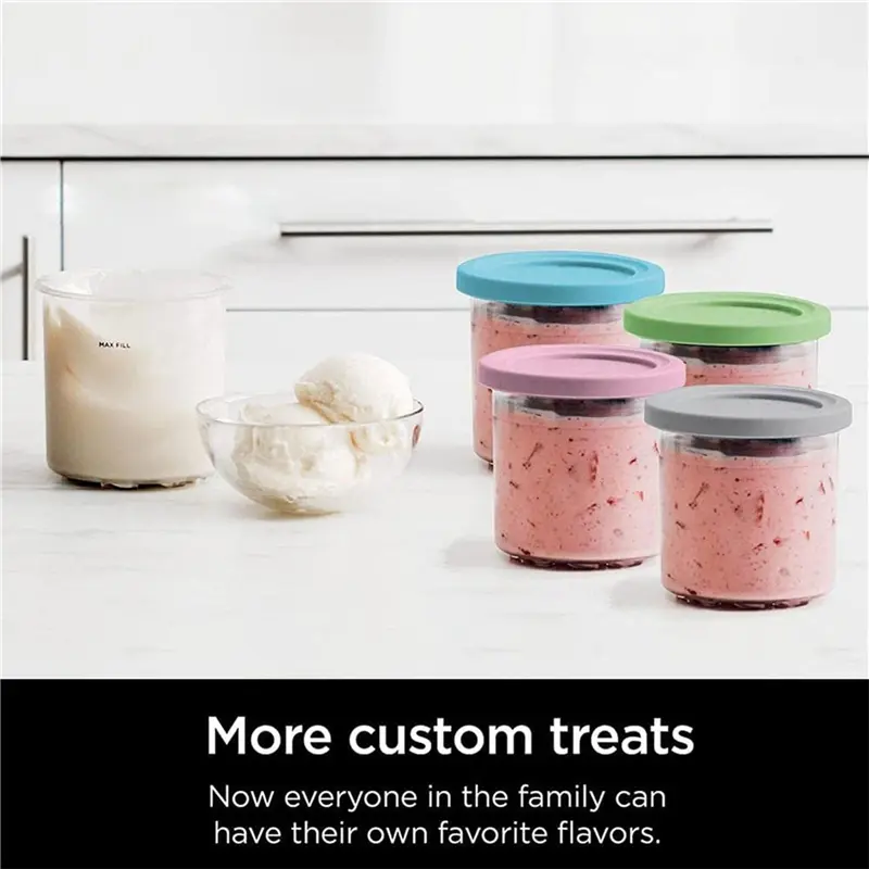 HGHO 24X Ice Cream Pints Cup,With Lids For Ninja Creami Pints NC301 NC300 NC299AMZ Series Ice Cream Maker
