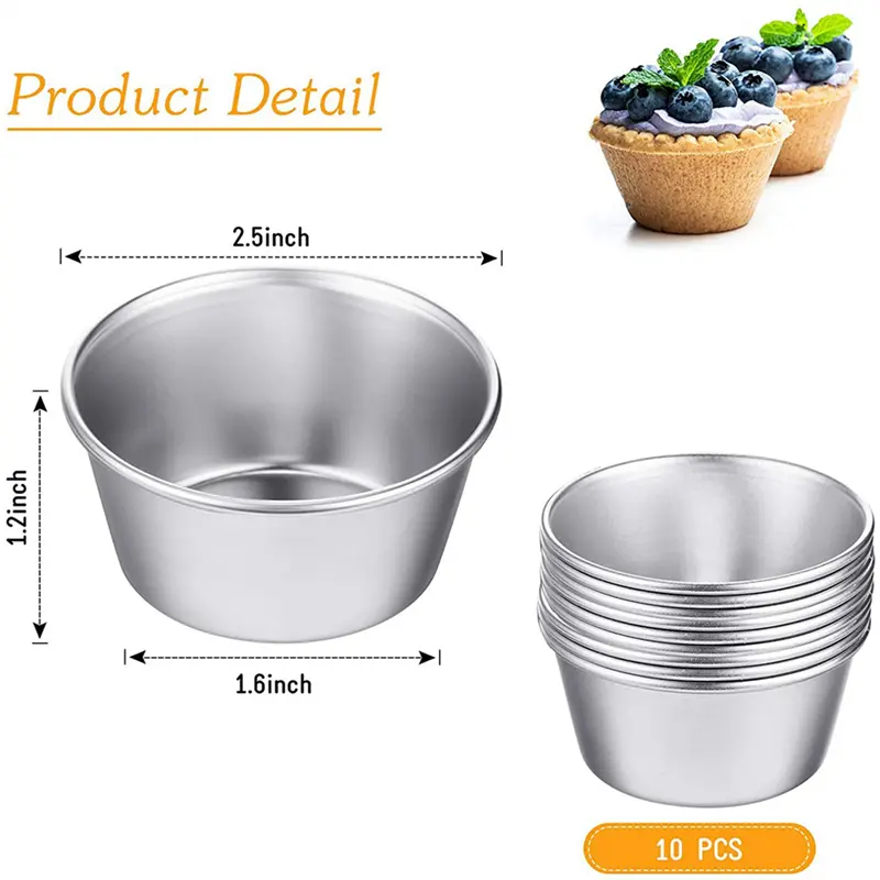 HGHO 120 Pieces Individual Molds Pudding Molds Cups Mini Chocolate Molten Pans Non-Stick Cupcake Cake Cookie Pudding Mold