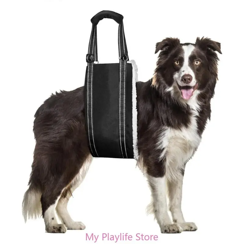 Portable Dog Lift Harness Dog Sling Curved Plush Lining Dog Sling Adjustable Dog Support Harness for Hind Leg Stability
