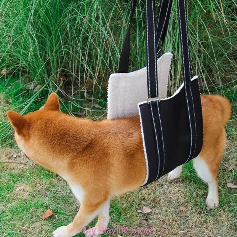 Portable Dog Lift Harness Dog Sling Curved Plush Lining Dog Sling Adjustable Dog Support Harness for Hind Leg Stability