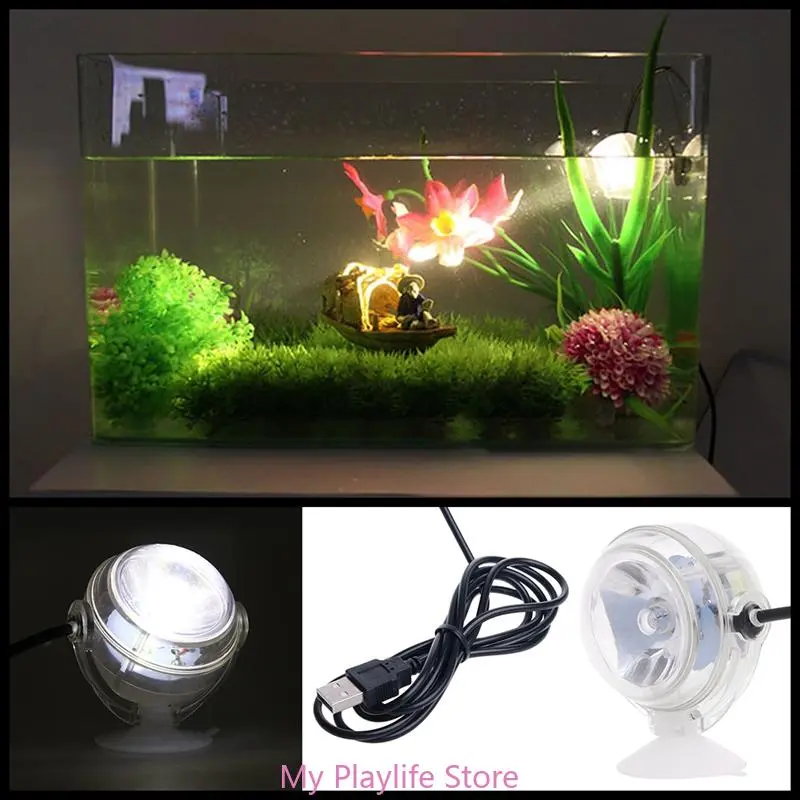 Aquarium LED Light Fish Tank Underwater Lighting Lights Waterproof Spotlight Mini Lamp with Suction Cup