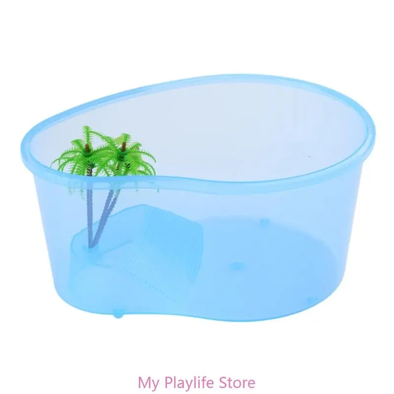 Small Terrarium Clear Plastics Habitat Equipped with Basking Island Trees for Tadpoles