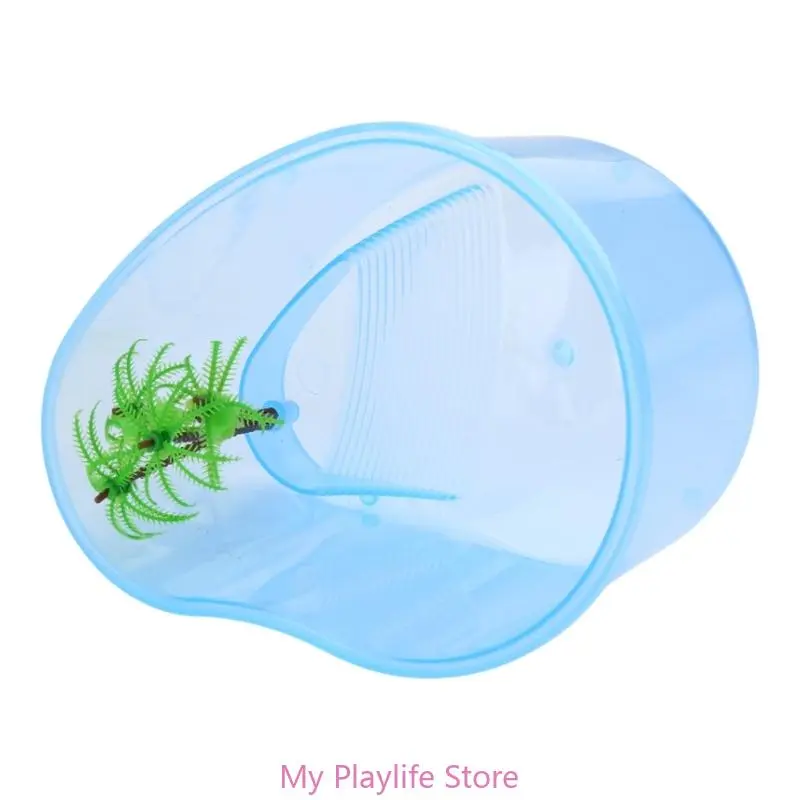 Small Terrarium Clear Plastics Habitat Equipped with Basking Island Trees for Tadpoles