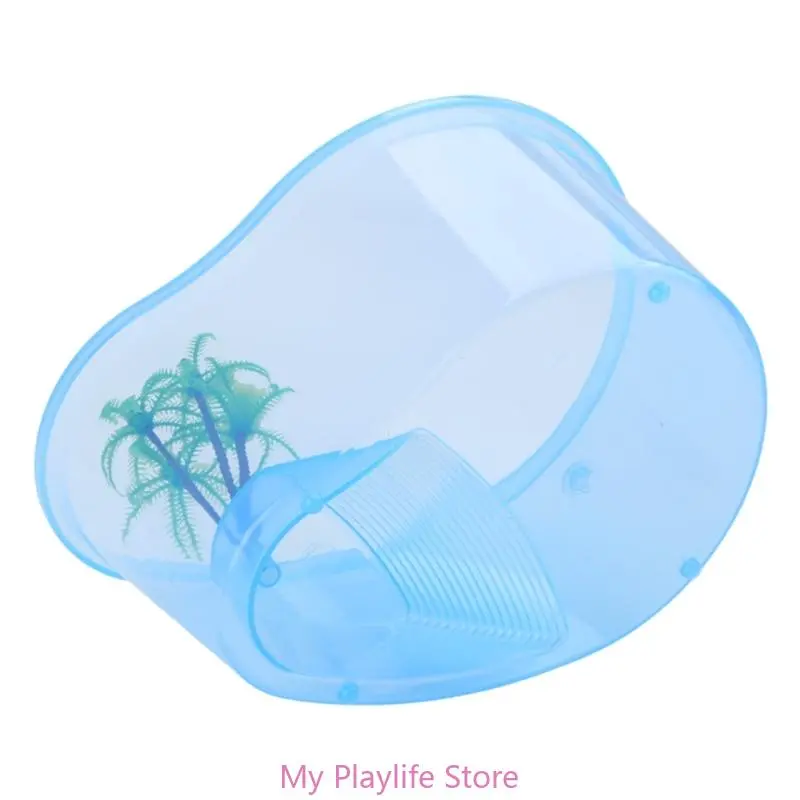 Small Terrarium Clear Plastics Habitat Equipped with Basking Island Trees for Tadpoles