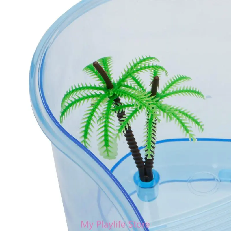Small Terrarium Clear Plastics Habitat Equipped with Basking Island Trees for Tadpoles
