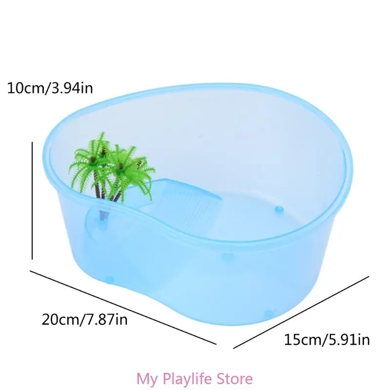 Small Terrarium Clear Plastics Habitat Equipped with Basking Island Trees for Tadpoles