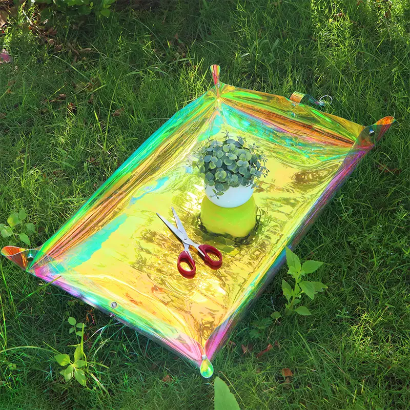 Foldable  PVC Planting Mat Reusable Iridescent Holographic Gardening Potting Pad Gardening Supplies Waterproof Transplanting Mat