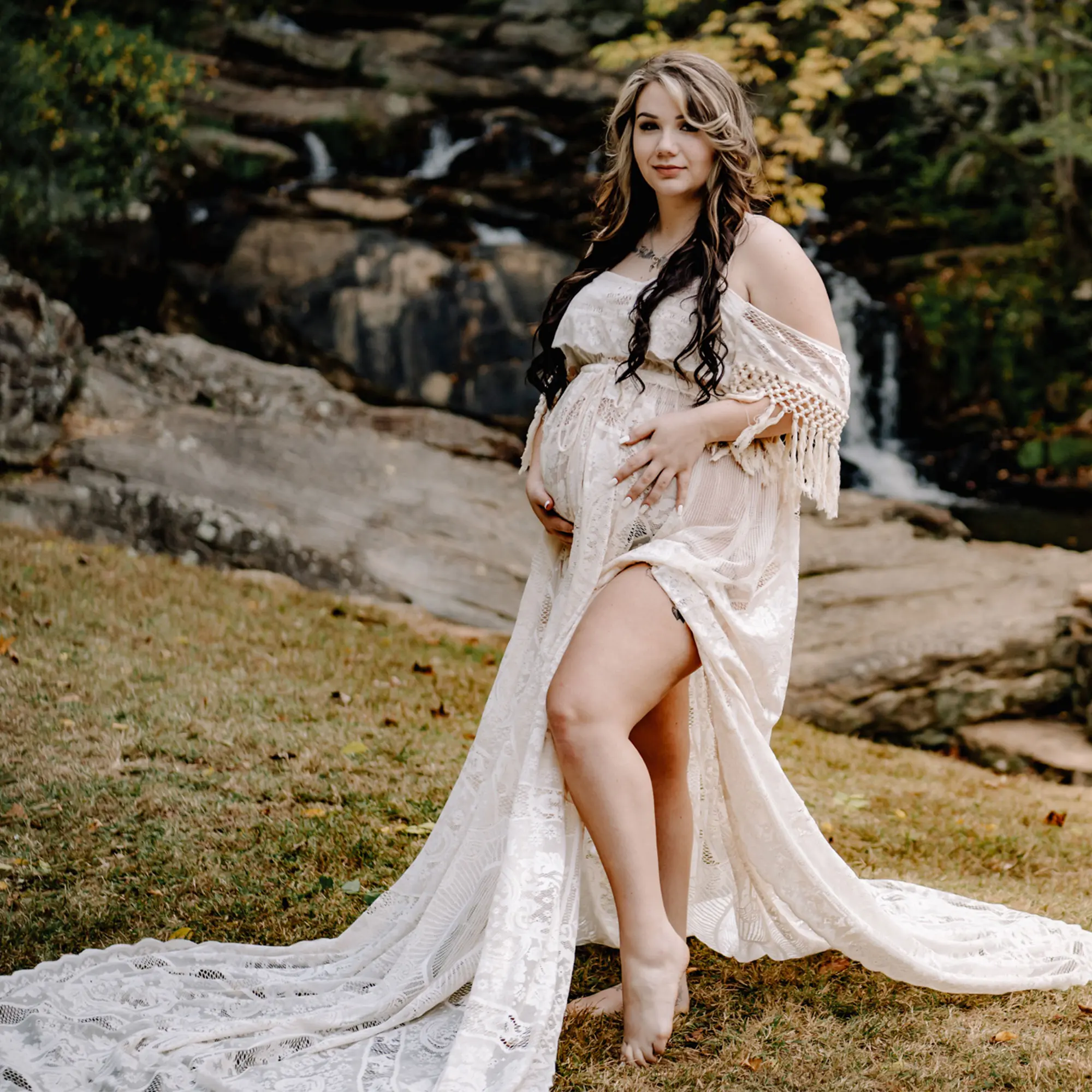 Lace Gown Maternity Photography Dresses Robe Pregnant Female Photo Shooting  Long Dress Evening Party Women Baby Shower Clothes