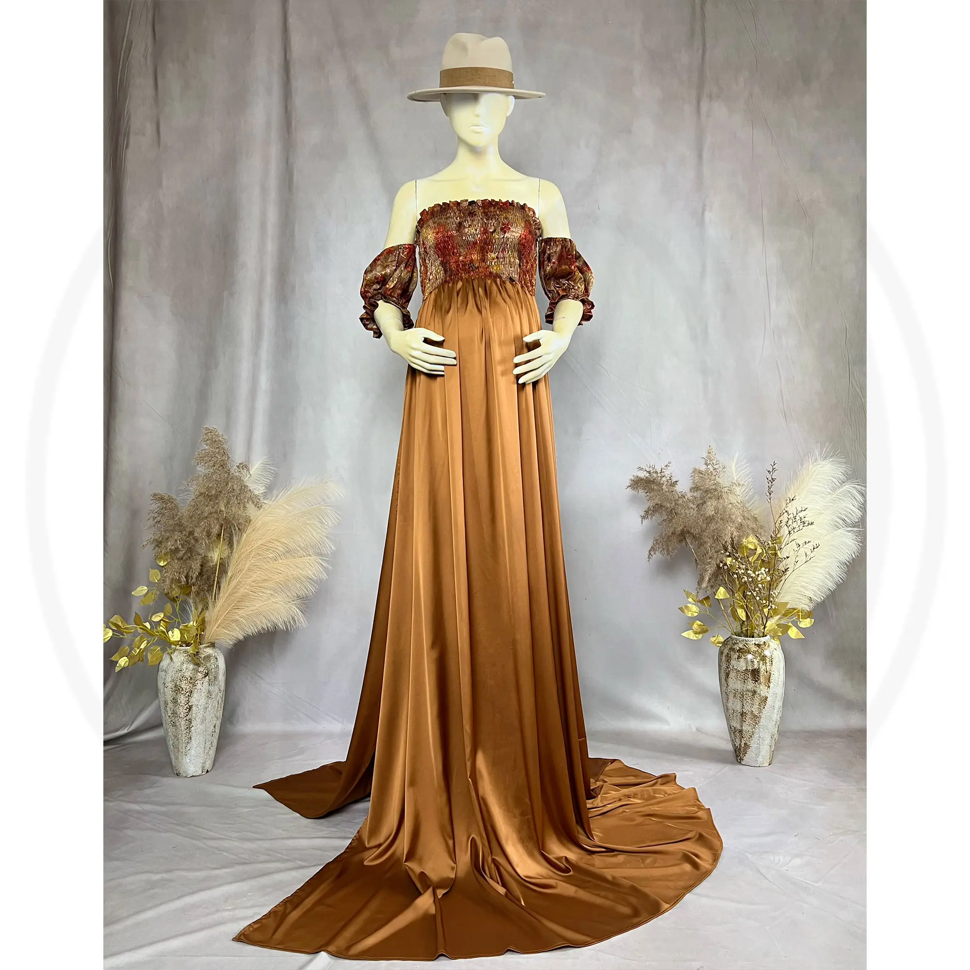 Don&Judy Elegant Women Maternity Photo Shoot Dress Silk-like Off Shoulder Party Evening Gown Pregnancy Women Photography Dresses