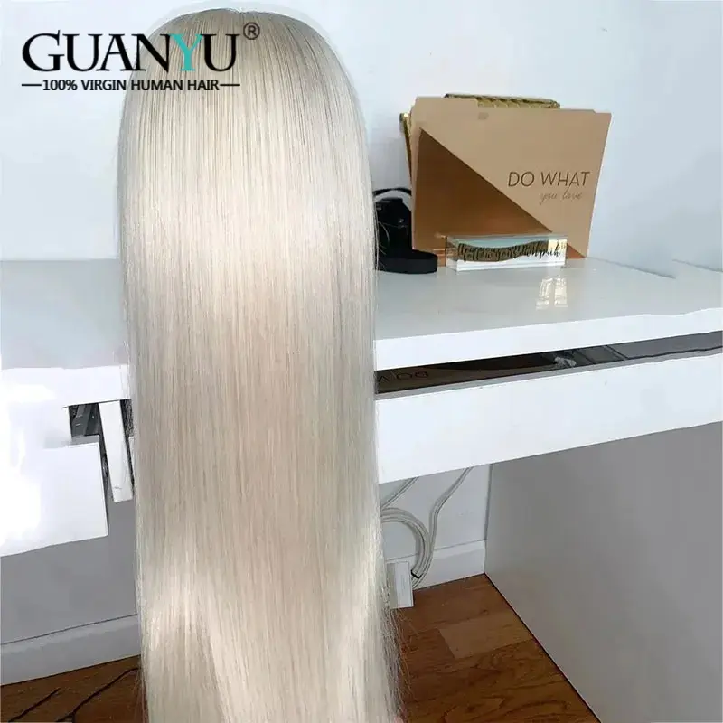 Platinum Blonde Body Wave 13x4 Lace Frontal Human Hair Wig For Women 60# White Colored Peruvian Transparent Lace Wig Pre Plucked