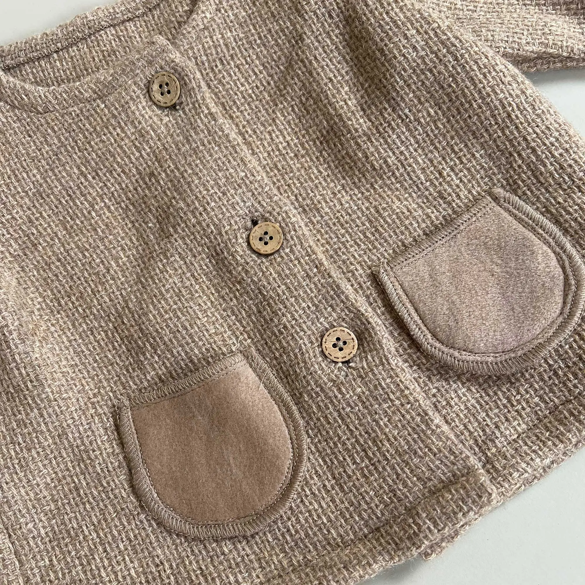 Toddler 1-6Y Camel Color Linen Top Wool Tweed Shorts Photoshoot Set Kids Photography Outfit Birthday Party Clothes