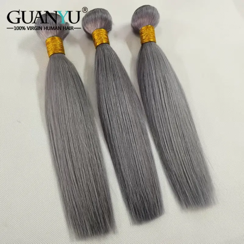 10A Grey Gray Straight Ombre Colored Human Hair Bundles 100% Human Hair Extensions 3/4 Bundle Deals Human Hair Weaves
