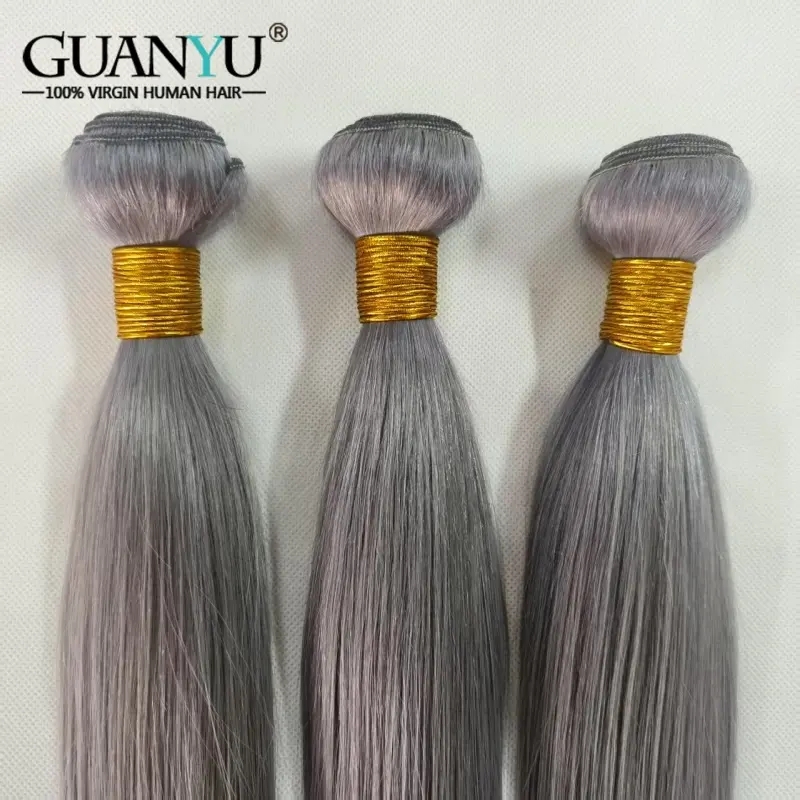 10A Grey Gray Straight Ombre Colored Human Hair Bundles 100% Human Hair Extensions 3/4 Bundle Deals Human Hair Weaves