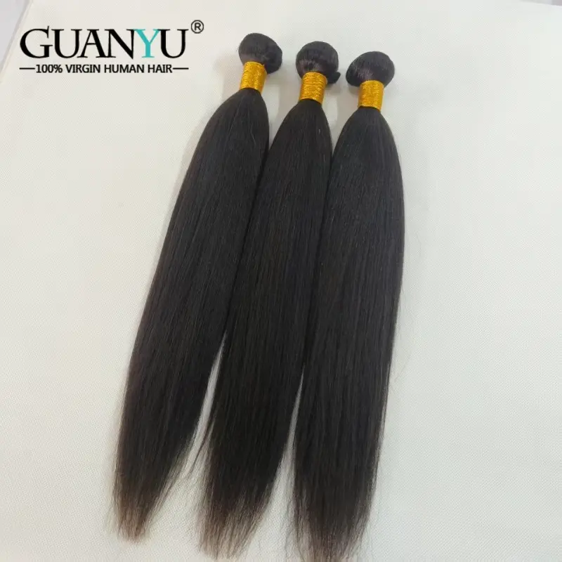 Yaki Straight Natural Color Human Hair Bundles Brazilian Raw Hair Extensions Thick Kinky Straight 100% Human Hair Bundles