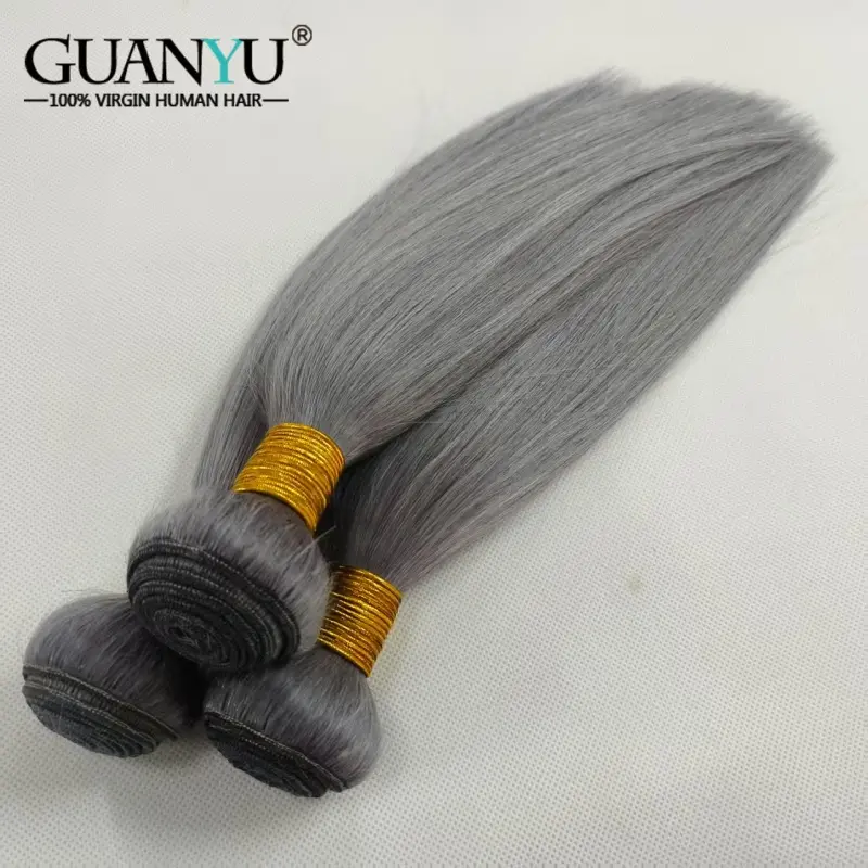 10A Grey Gray Straight Ombre Colored Human Hair Bundles 100% Human Hair Extensions 3/4 Bundle Deals Human Hair Weaves