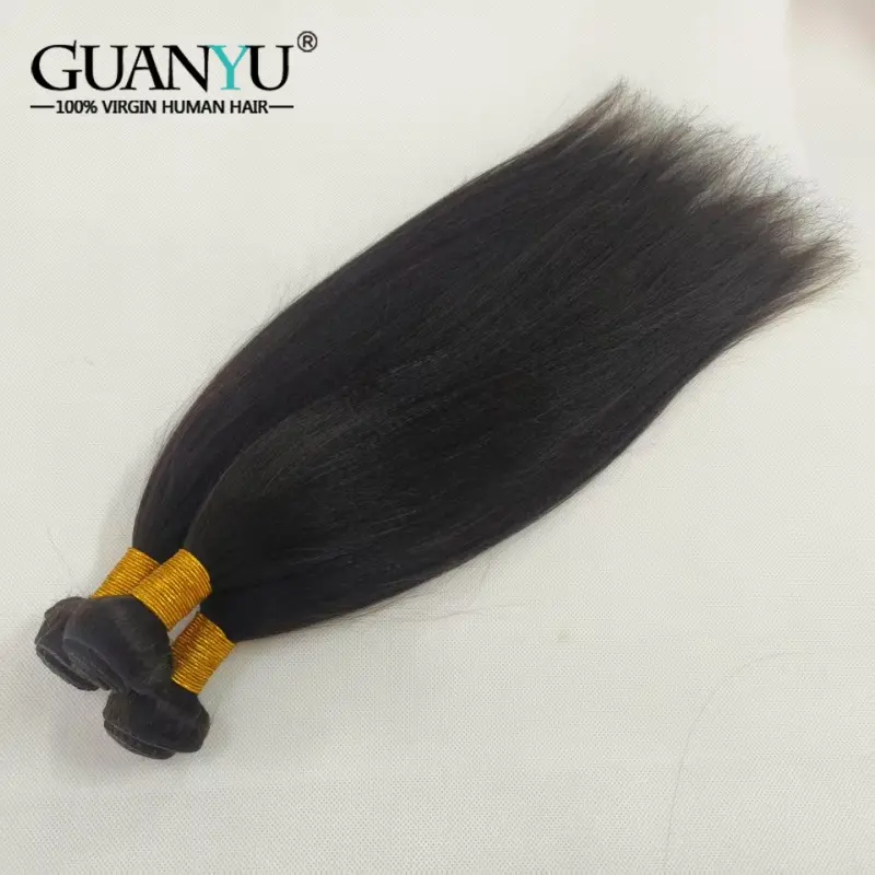 Yaki Straight Natural Color Human Hair Bundles Brazilian Raw Hair Extensions Thick Kinky Straight 100% Human Hair Bundles