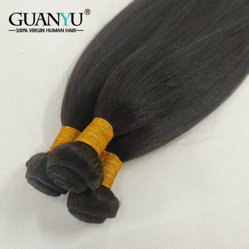 Yaki Straight Natural Color Human Hair Bundles Brazilian Raw Hair Extensions Thick Kinky Straight 100% Human Hair Bundles