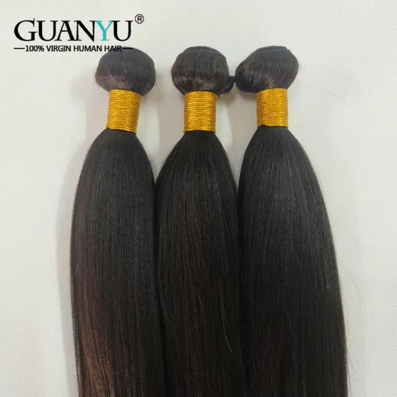 Yaki Straight Natural Color Human Hair Bundles Brazilian Raw Hair Extensions Thick Kinky Straight 100% Human Hair Bundles
