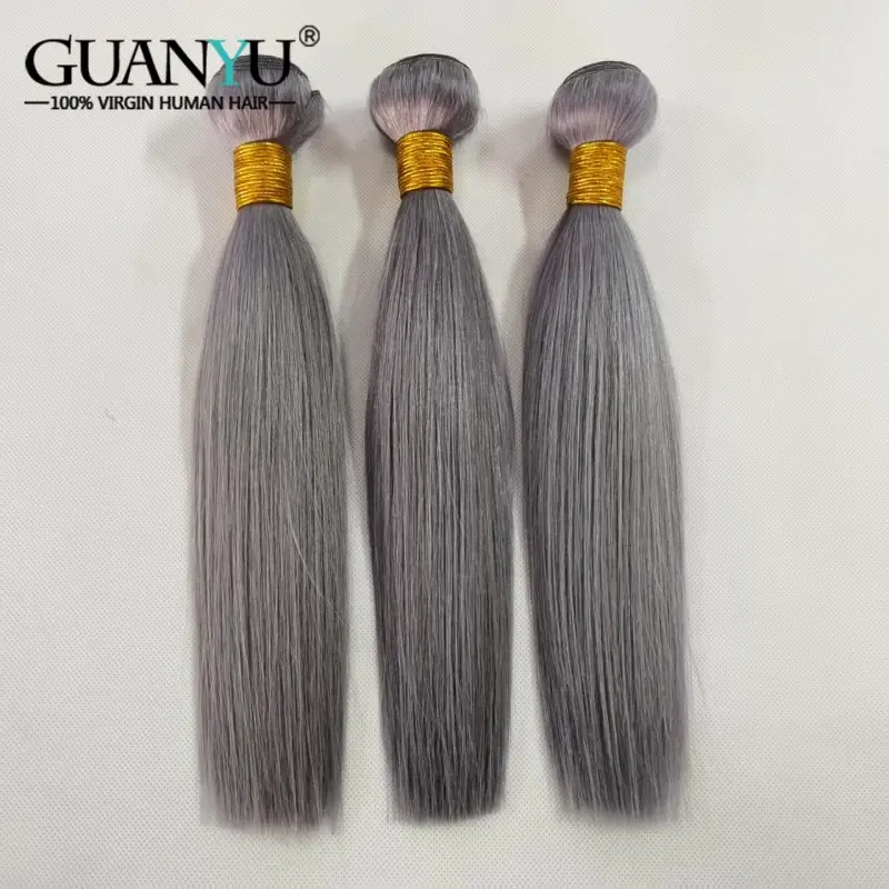 10A Grey Gray Straight Ombre Colored Human Hair Bundles 100% Human Hair Extensions 3/4 Bundle Deals Human Hair Weaves