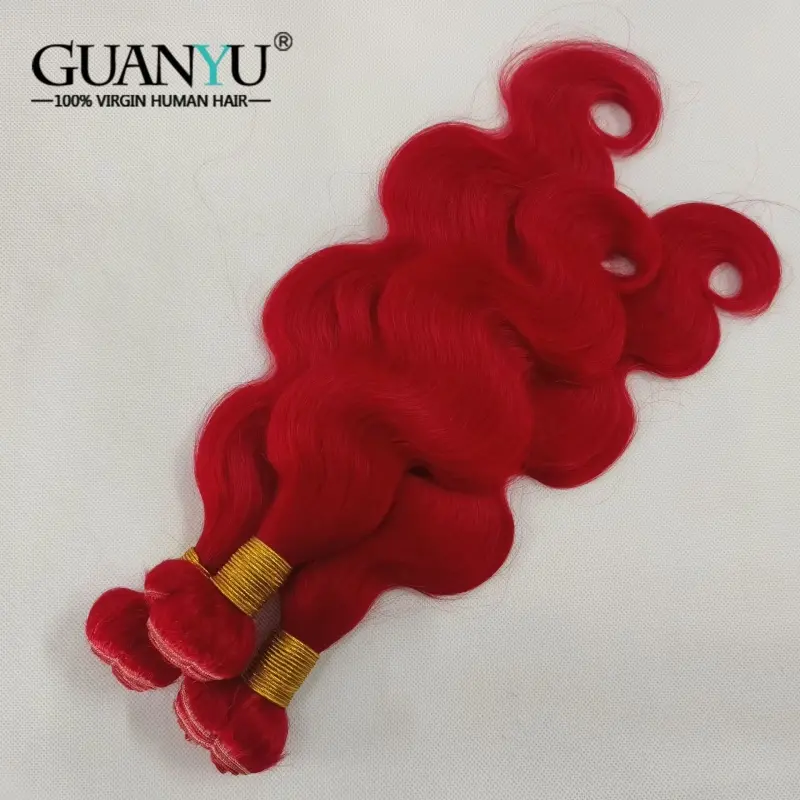 Red Body Wave Human Hair Bundles 100% Remy Human Hair Extensions Brazilian 3/4 Bundles Deals Human Hair Wefts