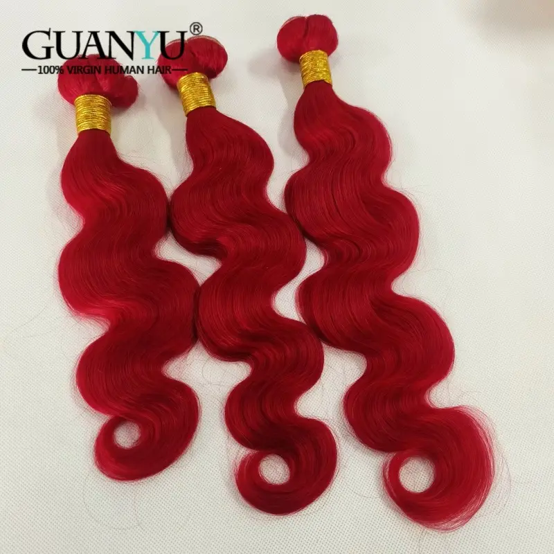 Red Body Wave Human Hair Bundles 100% Remy Human Hair Extensions Brazilian 3/4 Bundles Deals Human Hair Wefts