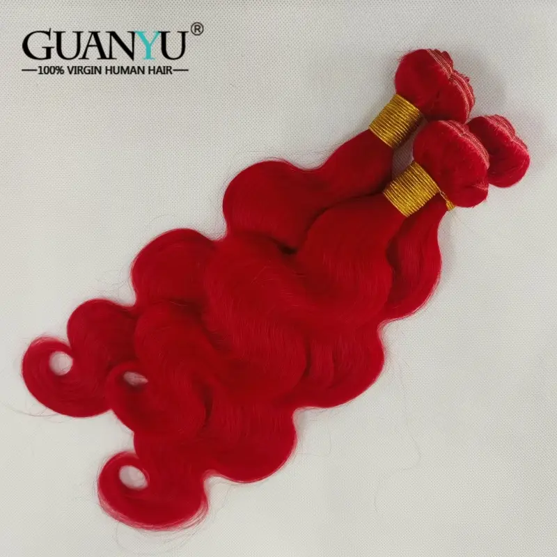 Red Body Wave Human Hair Bundles 100% Remy Human Hair Extensions Brazilian 3/4 Bundles Deals Human Hair Wefts