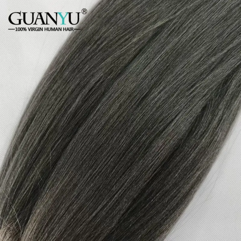 Black And Gray Color Highlighted Hair Bundles Extensions 3/4 Bundle Yaki Straight Ombre 100% Human Hair Weave With Highlights