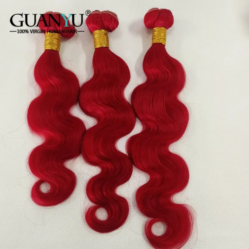 Red Body Wave Human Hair Bundles 100% Remy Human Hair Extensions Brazilian 3/4 Bundles Deals Human Hair Wefts