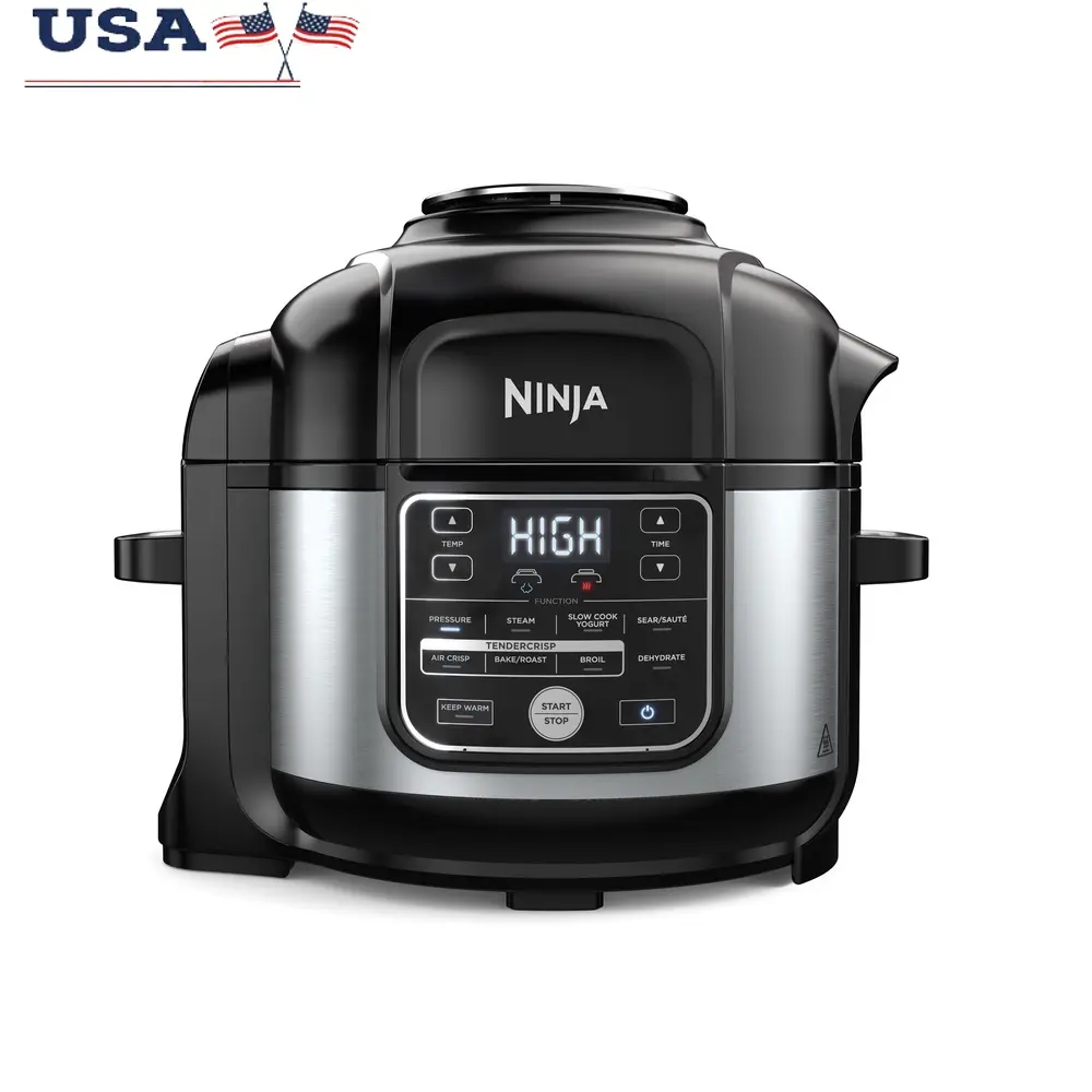 10-in-1 Multicooker Pressure Cooker Air Fryer 6.5 Quart Nonstick Stainless Steel with Nesting Broil Rack Recipes and Safety
