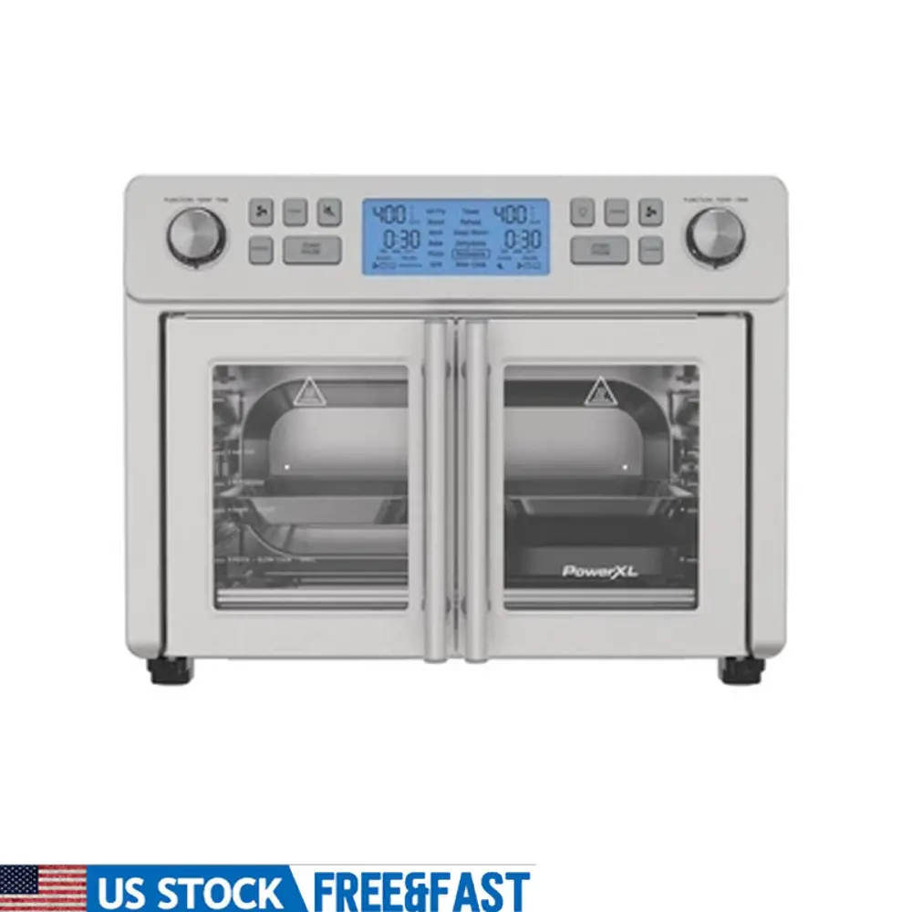 1750W Stainless Steel Toaster Oven Air Fryer Dual Cooking Zones 25L Capacity SmartSynx Technology 12 Presets Rotisserie Easy